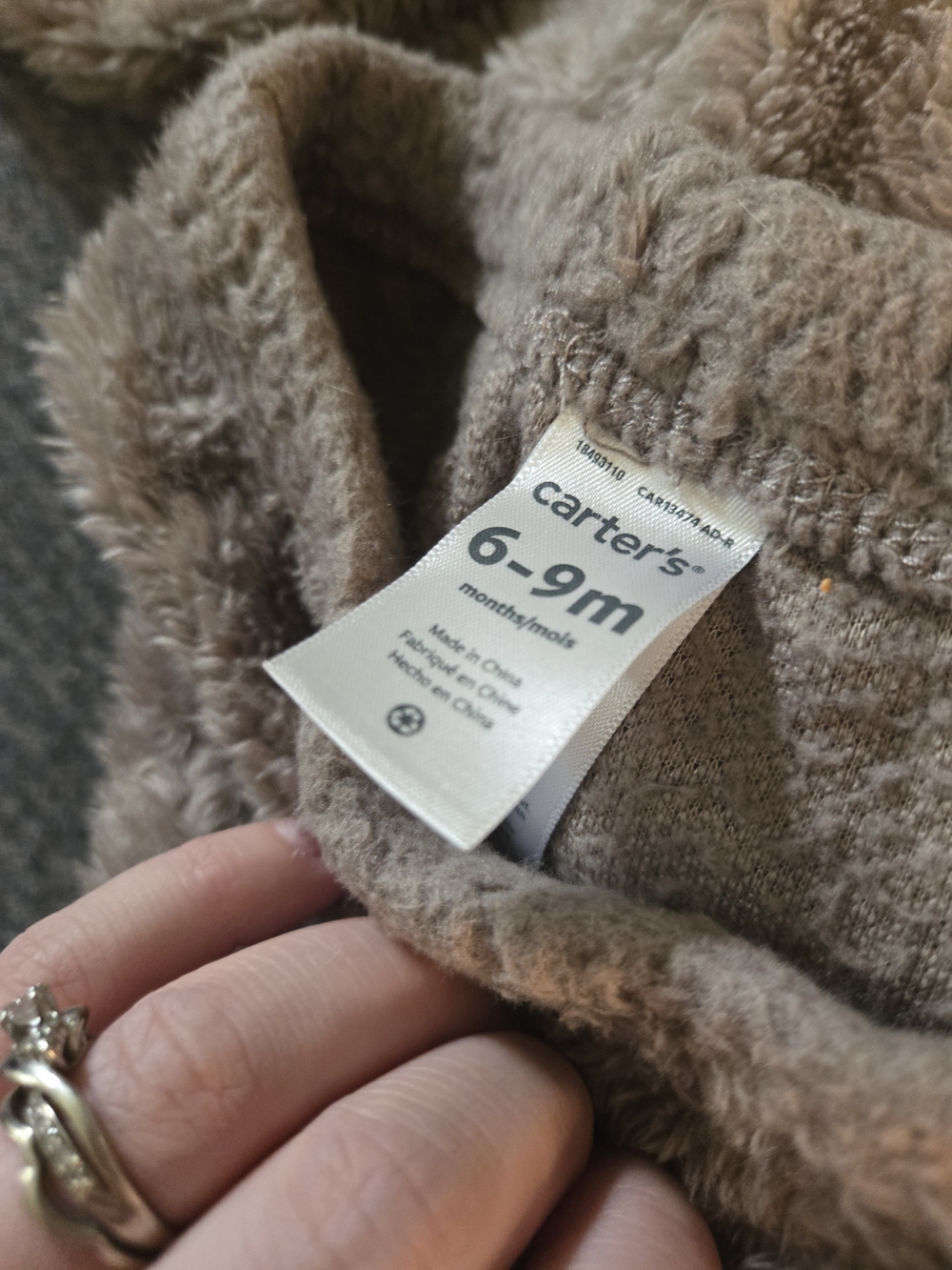 Brown Fuzzy Sloth Costume Two-Piece with Hood, 6-9 Months - Picture 3 of 5